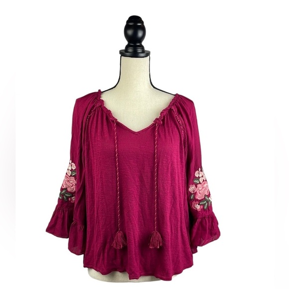Vintage America Tops - Vintage America Blues Blouse SZ M Floral Flare Sleeves Flowy and Comfortable